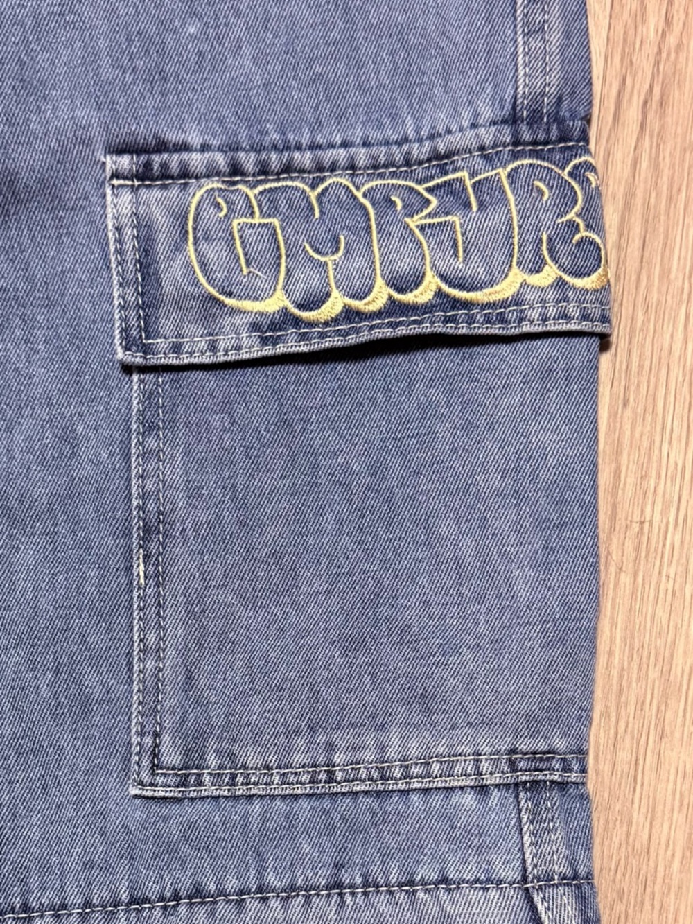 Empyre Blue Wide Leg Flare Jeans Denim Skater Graffiti style - Picture 3 of 11